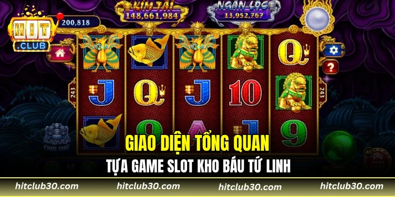 Giao diện tổng quan tựa game slot kho báu tứ linh 